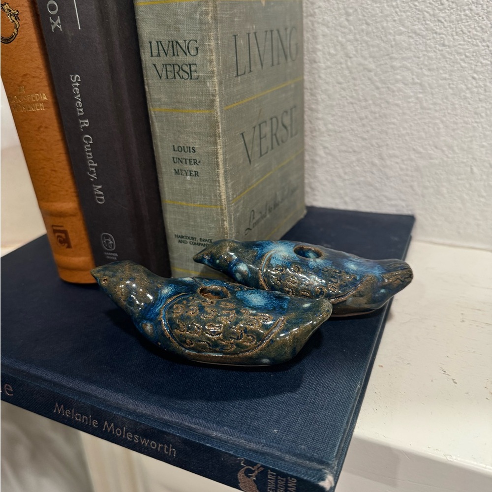 Vintage candlestick holders Blue‎ Ceramic Bird Figurines